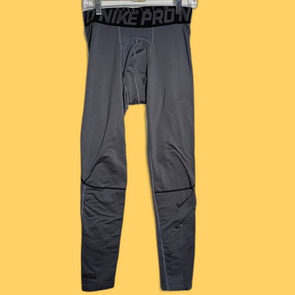 Nike Pro Hyperwarm Men Compression Tights L Gray Black Thermal Training Football - Picture 1 of 11